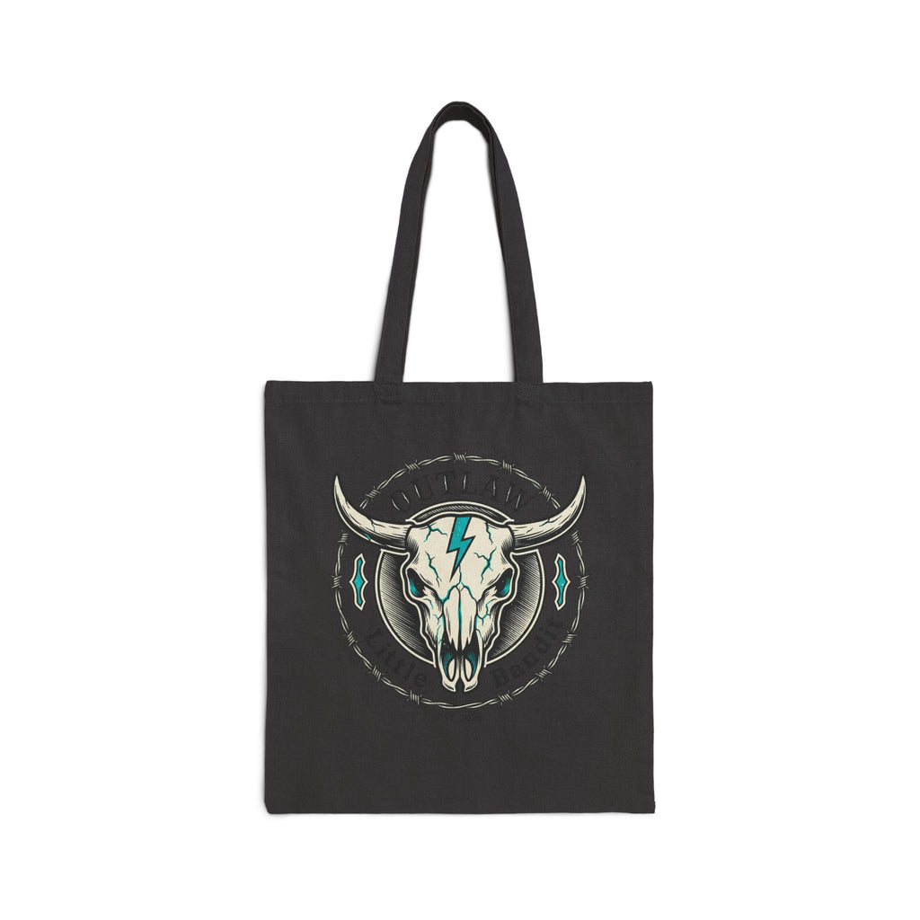 Outlaw & Little Bandit™ Turquoise Skull Canvas Tote Bag | Western Ranch Everyday Tote