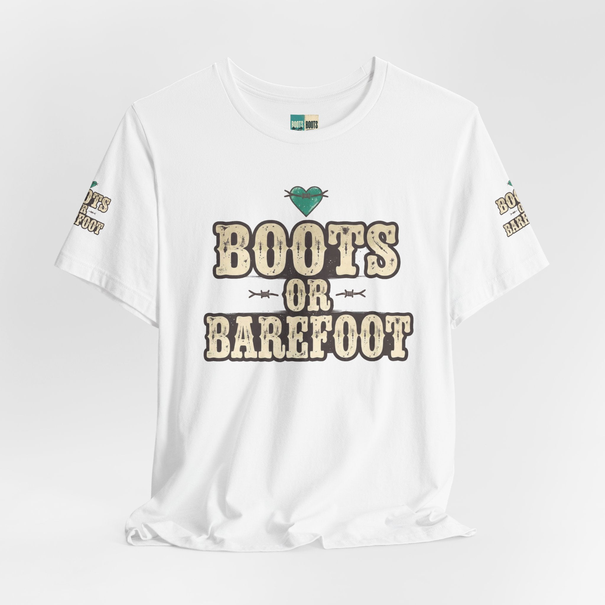 Boots or Barefoot Tee — Retro Western 'Boots or Barefoot' Graphic Shirt